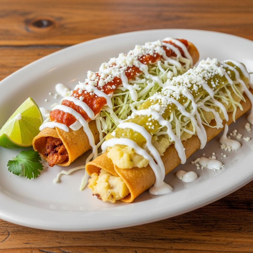 Delicious flautas from Las 2 Comadres